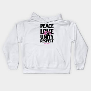 PEACE LOVE UNITY RESPECT (pink/black) Kids Hoodie